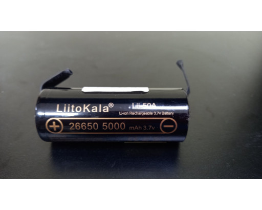 Аккумулятор 26650 Li-ion с лепестковыми выводами 3,7V 5000mAh без защиты  Lii-50A   LiitoKala