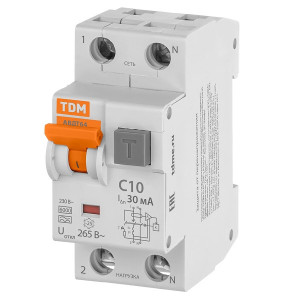 Дифференциальный автомат (АВДТ) TDM 1P+N C 10A 30mA 6kA (Тип A) 230V АВДТ 64 SQ0205-0003 ЗАКАЗ