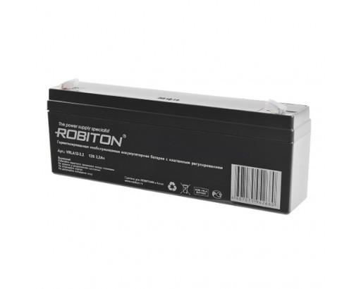 Аккумулятор свинцово-кислотный 12V   2,2Ah (AGM VRLA) (д.ш.в. 178х35х61) Клеммы T1 Robiton VRLA12-2.2