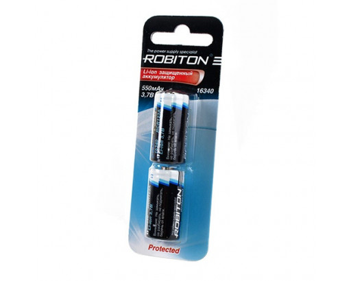 Аккумулятор 16340 (RCR123A) Li-ion 3,7V 550mAh с защитой ROBITON