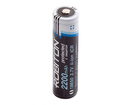 Аккумулятор 18650 Li-ion ICR 3,7V 2200mAh с ЗАЩИТОЙ,  Robiton