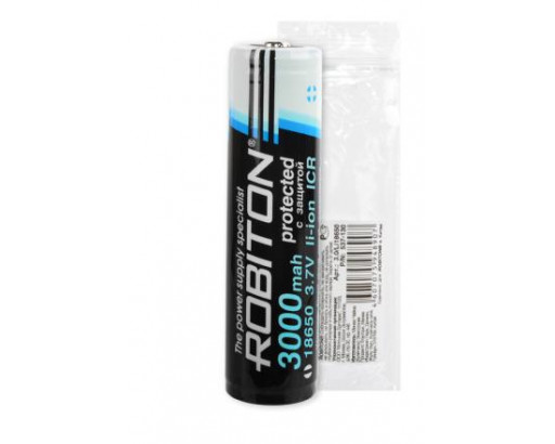 Аккумулятор 18650 Li-ion ICR 3,7V 3000mAh с ЗАЩИТОЙ,   Robiton