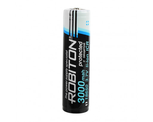 Аккумулятор 18650 Li-ion ICR 3,7V 3000mAh с ЗАЩИТОЙ,   Robiton