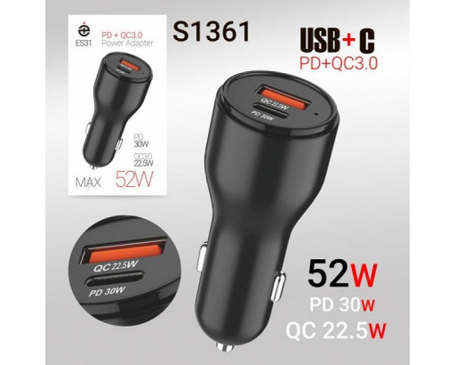 АЗУ deespi ES31 (USB + Type-C) PD30W+QC3.0  52W
