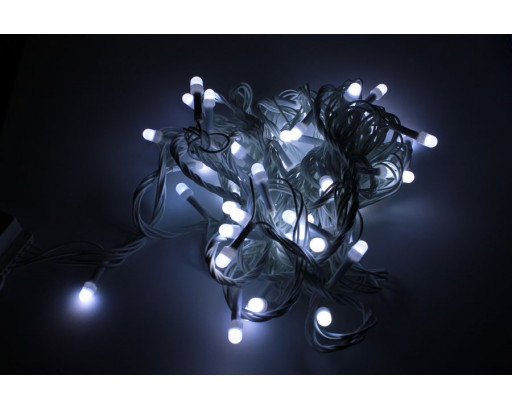 Гирлянда Нить   V8 Матовый светодиод d=7mm, 9 метров, 100 LED, Холодный белый, с контроллером, черный провод V8 200L