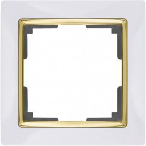 WERKEL Рамка Snabb Белый/Золото на 1 пост      WL03-Frame-01-white-GD / W0011933