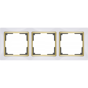 WERKEL Рамка Snabb Белый/Золото на 3 поста      WL03-Frame-03-white-GD / W0031933