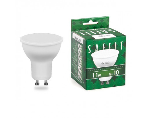 Лампа светодиодная Отражатель GU10 11W 220V 4000K Матовая MR16 905Лм (50х57мм) Saffit 55155/SBMR1611