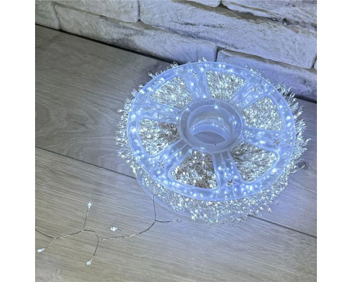 Гирлянда Нить-Мишура Роса уличная светод. 30м, 900 LED, Холодный белый (с контроллером) пульт, прозрачный провод