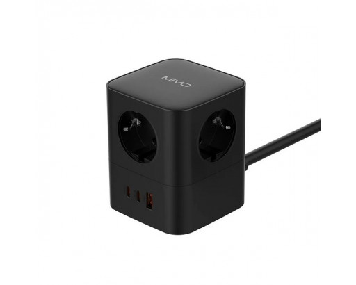 Сетевой фильтр - стойка MIVO MC-404 4 розетки + 1 USB + 2 Tupe-C, 2,4A, PD30W, 2м, 4000W, 16A черный
