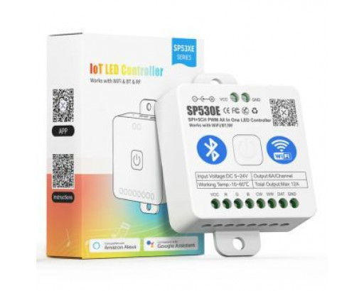 Контроллер для светодиодных лент SPI+ 5 каналов Bluetooth/WiFi/RF12A  DC5-24V, SP530E