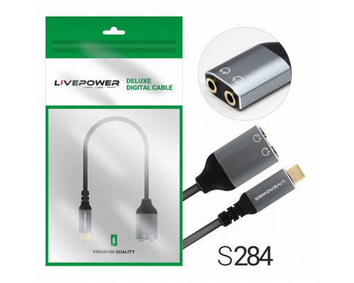 Аудио кабель шт. Type-C х 2 гн. джек 3,5 (2 x гарнитура)  20см Premium H259
