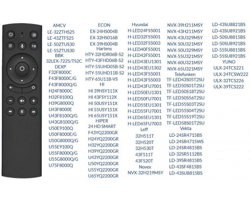 Пульт DEXP RC18 (заменит AN1603 и RCR60BT Алису)(50E9100Q / HAIER / Novex / Telefunken / Hi / Leff / AMCV / Hyundai) С голосовым управлением! Huayu