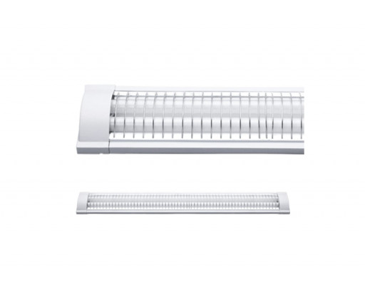 Светильник под светодиодную лампу  SPO-406 2х18W  220V LED-T8 G13 IP20 1240х120х46 мм с решёткой LLT     (Я)