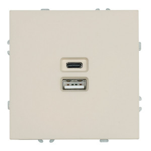 STEKKER СУ Эмили Кашемир Розетка USB + Type-C (механизм) 2-местная 20W, RST10-5115-08 (49905)