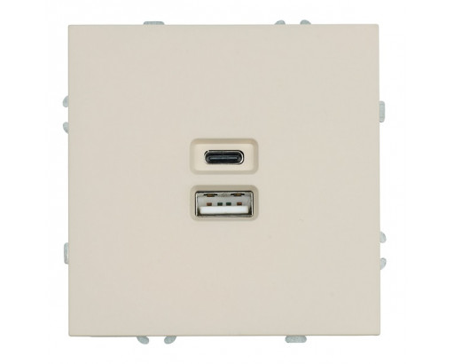 STEKKER СУ Эмили Кашемир Розетка USB + Type-C (механизм) 2-местная 20W, RST10-5115-08 (49905)