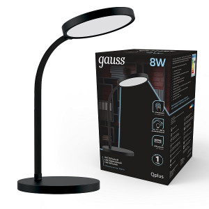 Светильник настольный Gauss Qplus GTL503 (LED, 8W.,500lm, 4000К, диммер, USB, 170-265V) Черный