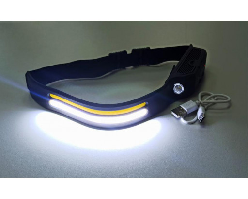 Фонарь Аккум. налобный (аккум.,датчик, 3000-6500K, COB+1LED) FA-W689-2