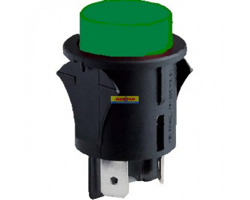 Кнопка Ф круглая с подсветкой 12V (D-22мм, 25А) SC7087 4с   (Зеленый)