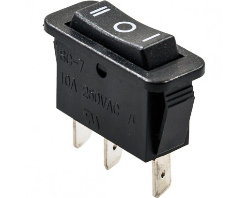 Переключатель SC-7 3c Б/Ф (250V, 10А) с нейтралью, (on)-off-(on)  Черный