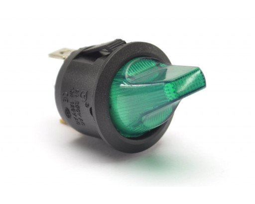 Переключатель с подсветкой KCD1-5-101NH, 3с  12V (зеленый) 777T