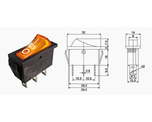 Переключатель с подсветкой KCD3-5-101N / SC-791 3c, 250B 15A (желтый)