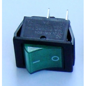 Переключатель с подсветкой SC-767 / KCD2-201N 4c, 250B, 16A (зеленый) большой