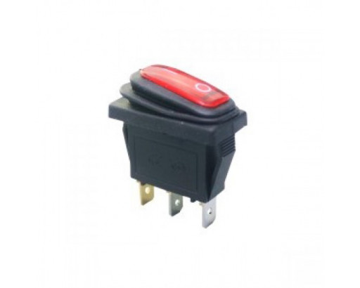 Переключатель с подсветкой влагозащищенный KCD3-101NW / SC-791WL 3c, 250B,15A (красный)