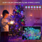 Гирлянда Нить USB с насадками Шарики прозрачные d=18мм, 72 LED, Мульти, 9м, Bluetooth контроллер, пульт, прозрачный провод
