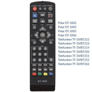 Пульт DVB-T2 POLAR DT-1002 /MMP-80DT / MMP-76DT2 ,DVB-T2 , ROLSEN RD508, DT-1003, DT-1005, Mystery MMP-85DT2
