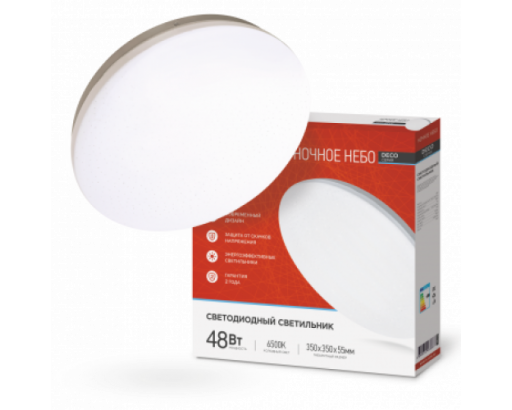 Светильник LED  декор IN HOME  48W 4000К 4К Ночное небо DECO (3120лм) d350х55 IP40 8650