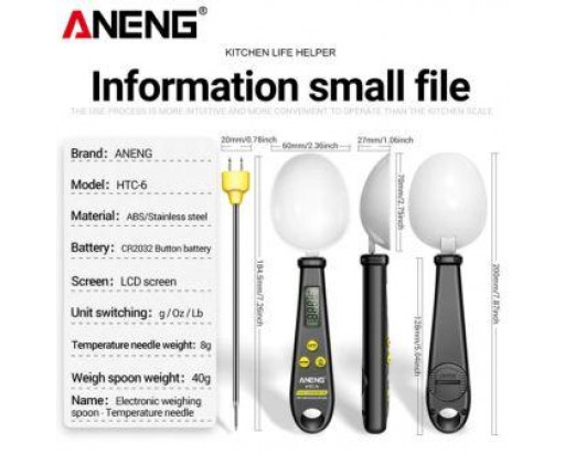 Весы-ложка + термощуп для кухни ANENG HTC-6 2-IN-1