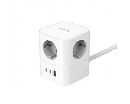 Сетевой фильтр - стойка MIVO MC-404 4 розетки + 1 USB + 2 Tupe-C, 2,4A, PD30W, 2м, 4000W, 16A белый
