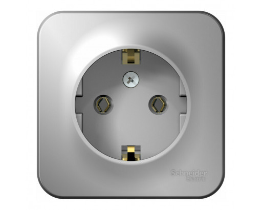 Schneider electriс Blanca Алюминий Розетка ОП-1 с/з без шторок  изол. пл 16А, 220V                BLNRA010113