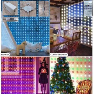 Умная гирлянда штора 2х2, RGB, Bluetooth, пульт, USB (с текстом)
