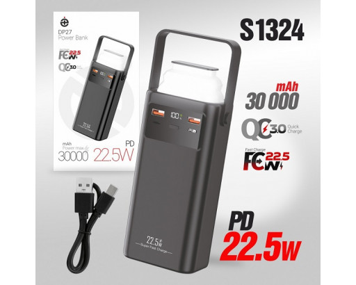 Аккумулятор внешний (Power bank) Deespi  DP27 30000mAh PD20W/Fast 22.5W/Display/с проводами