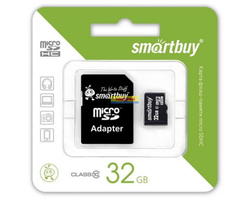 Карта памяти MicroSD 32 Gb class 10 (с адаптером SD) Smartbuy      SB32GBSDCL10-01/SB32GBSDCL10-01LE
