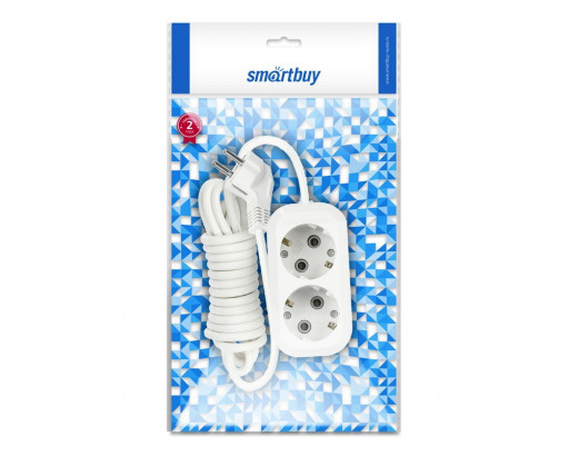 Удлинитель электрический Smartbuy, 2 гнезда 3 метра 16А/3,5kW с заземлением ПВС 3х1,0 (SBE-16-2-03-Z)/40
