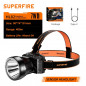 Фонарь Аккум. налобный Superfire HL82 (7W, заряд от USB, сенсор, Type-C, 5 режима, акк. 2*18650, 2*1500mAh, 500лм)