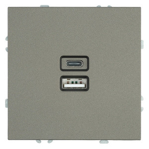 STEKKER СУ Эмили Антрацит Розетка USB + Type-C (механизм) 2-местная 20W, RST10-5115-09 (49931)