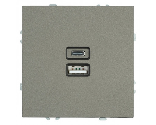 STEKKER СУ Эмили Антрацит Розетка USB + Type-C (механизм) 2-местная 20W, RST10-5115-09 (49931)