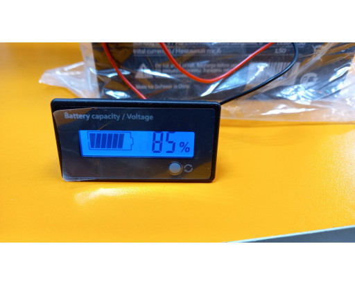 Индикатор заряда аккумулятора 7V-100V (Вольтметр, емкость) Синий