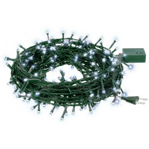 Гирлянда УЛИЧНАЯ Нить 100 LED Холодный белый, c контроллером, EMC, зеленый провод, 8 метров (100)