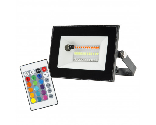Прожектор Светодиодный  20W RGB с пультом (1250lm 120°) ULF-F60-20W/RGB IP65 200-240V BLACK Uniel