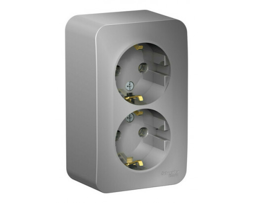 Schneider electriс Blanca Алюминий Розетка ОП-2 с/з без шторок  изол. пл 16А, 220V                BLNRA010213