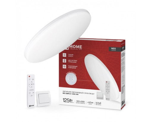 Светильник LED  управляемый IN HOME 125W NEO SIMPLE-125RCW БЕЛЫЙ 3000-6500К (10000лм) d460х67 пульт ДУ