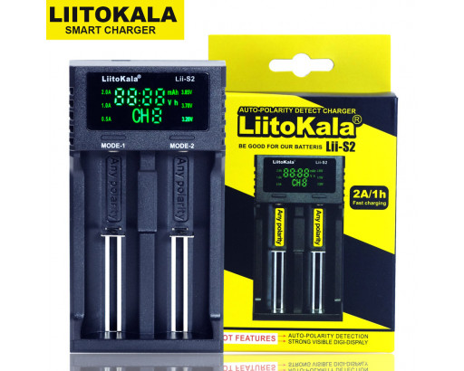 Зарядное устройство Li-ion/Li-FE/Ni-MH/Cd LiitoKala Lii-S2 на 2акк.      (26650/22650/26500/18650/14500/18490/16340/17670/17500/17355/10440/A/AA/AAA)
