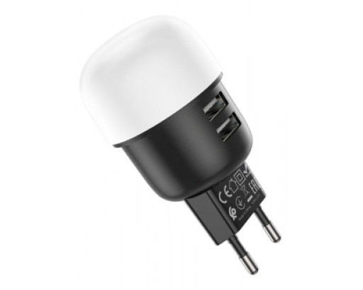 СЗУ 2,4А 12W 2хUSB 5V (С НОЧНИКОМ) HOCO C87A