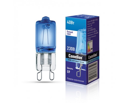 Лампа галогенная Капсульная G9 220V 40W Прозрачная COOL Camelion