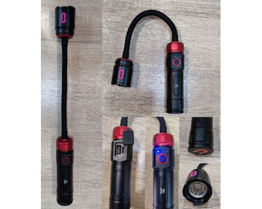 Фонарь ручной гибкий (аккум. с зарядкой от USB, магнит, зум, PM10-TG) M-8040